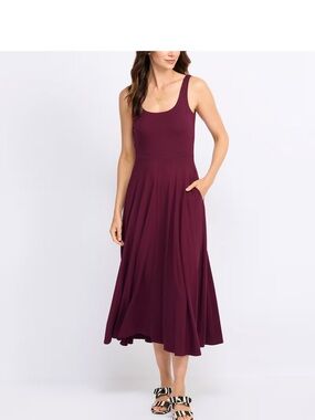 Market & Spruce Ravyn Sleeveless Midi Dress in Burgundy